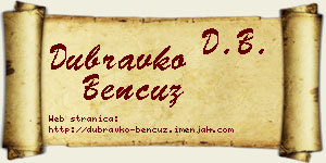 Dubravko Bencuz vizit kartica